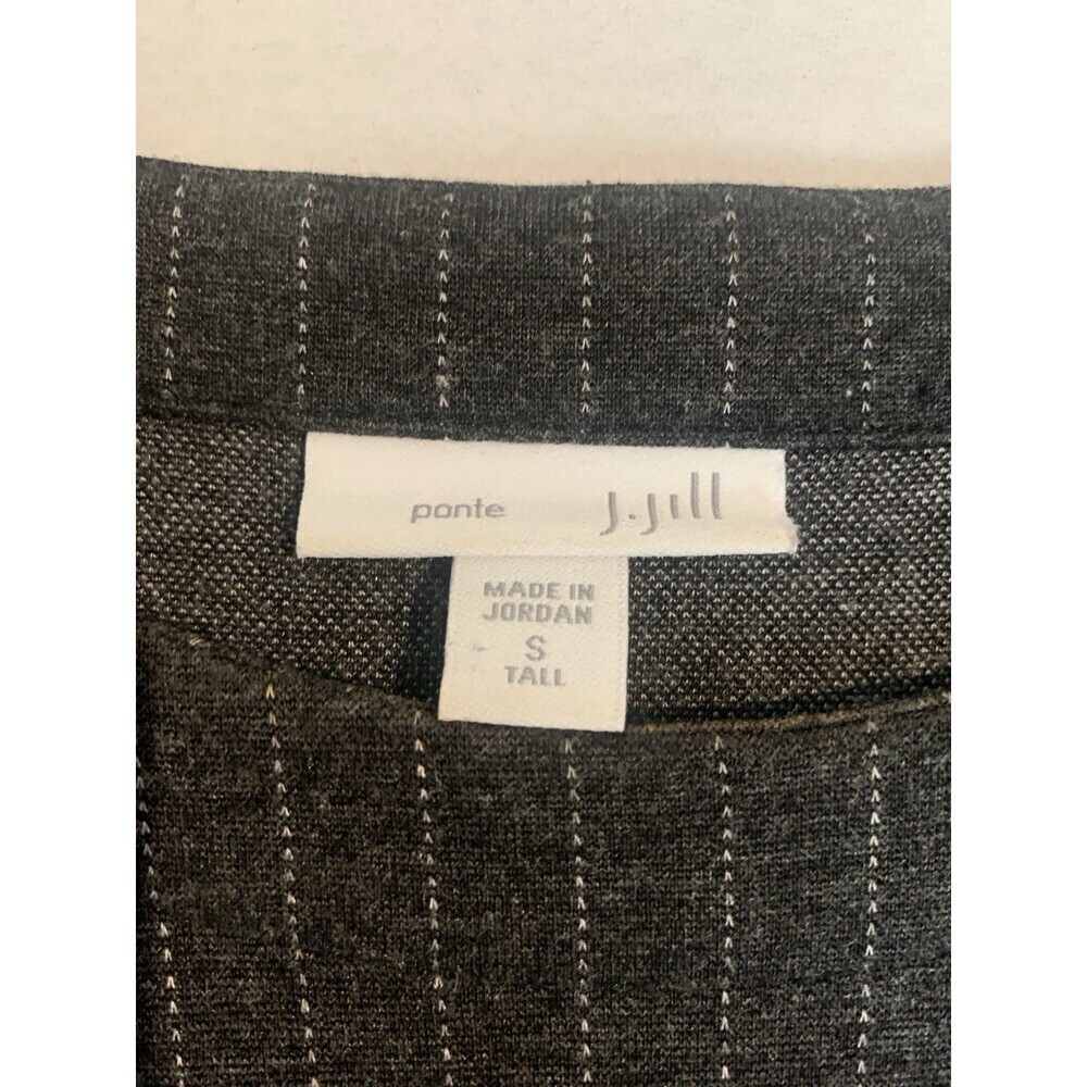 J. Jill Ponte Grey White Classic Pinstripe Career Dress 3/4 Sleeve Stretch Small - Picture 4 of 7